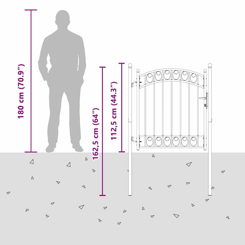 vidaXL Πύλη Φράχτη Γκρι 125 x 100 εκ Ατσάλι με Επικάλυψη Πούδρας