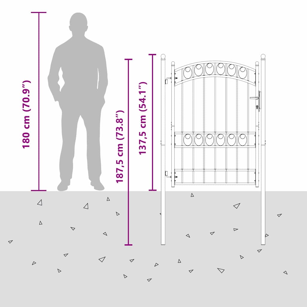 vidaXL Πύλη Φράχτη Γκρι 170 x 100 εκ. Ατσάλι με Επικάλυψη Πούδρας