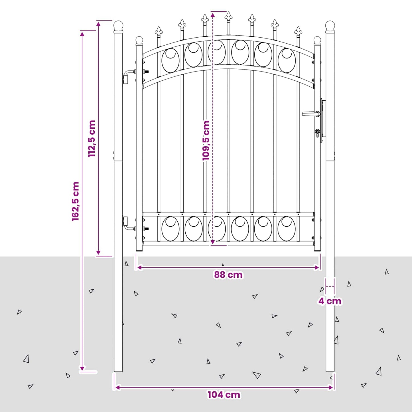 vidaXL Πύλη Φράχτη με Ακίδες EMMEN 104 x 109,5 cm Κλειδώσιμο