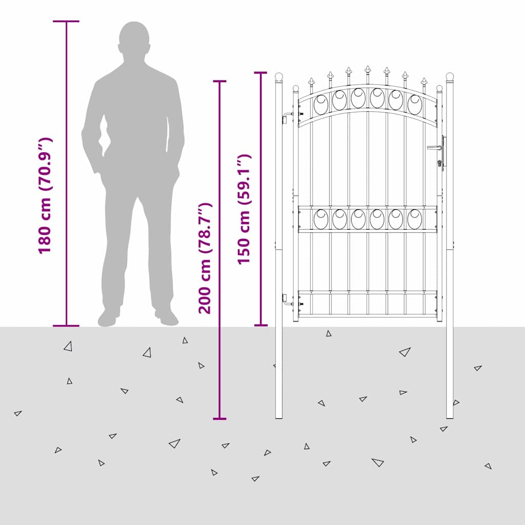 vidaXL Πύλη Φράχτη με Ακίδες EMMEN 200 x 100 cm
