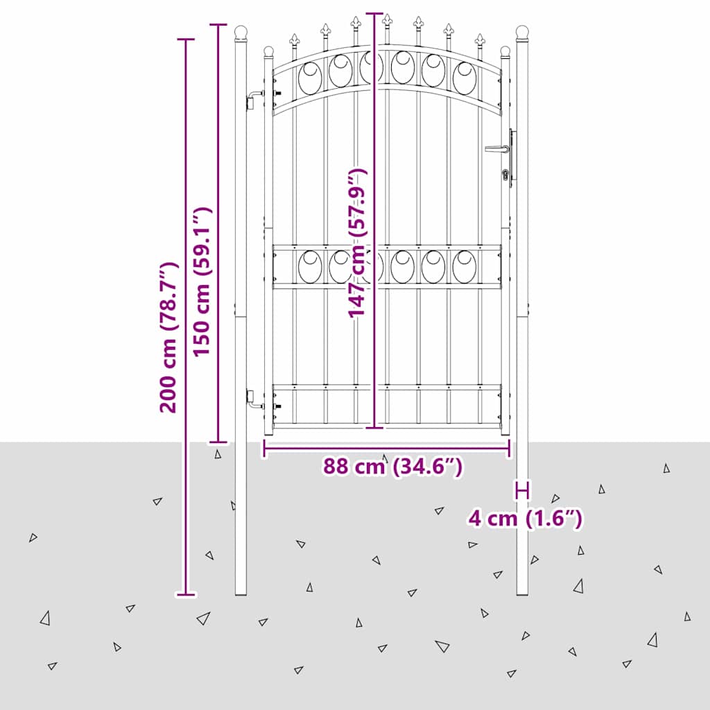 vidaXL Πύλη Φράχτη με Ακίδες EMMEN 200 x 100 cm