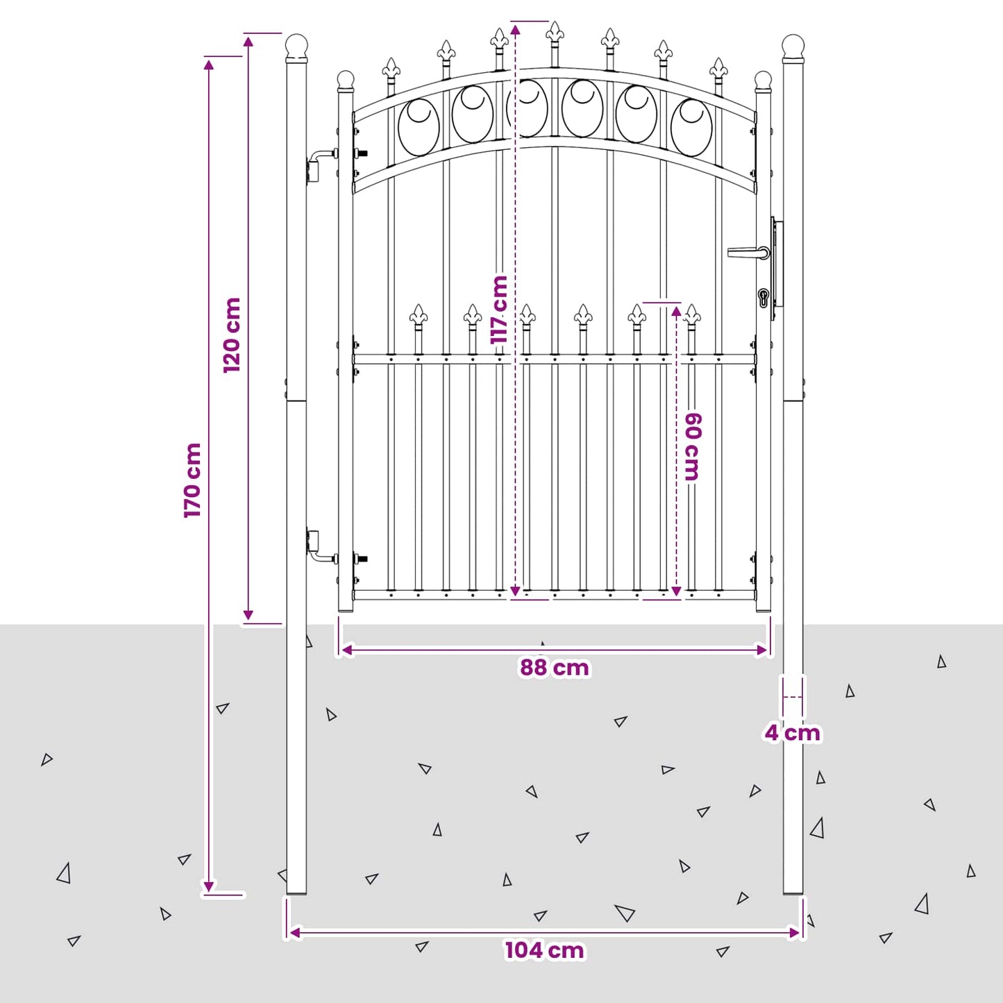 vidaXL Πύλη Φράχτη με Ακίδες EMMEN 104 x 117 cm