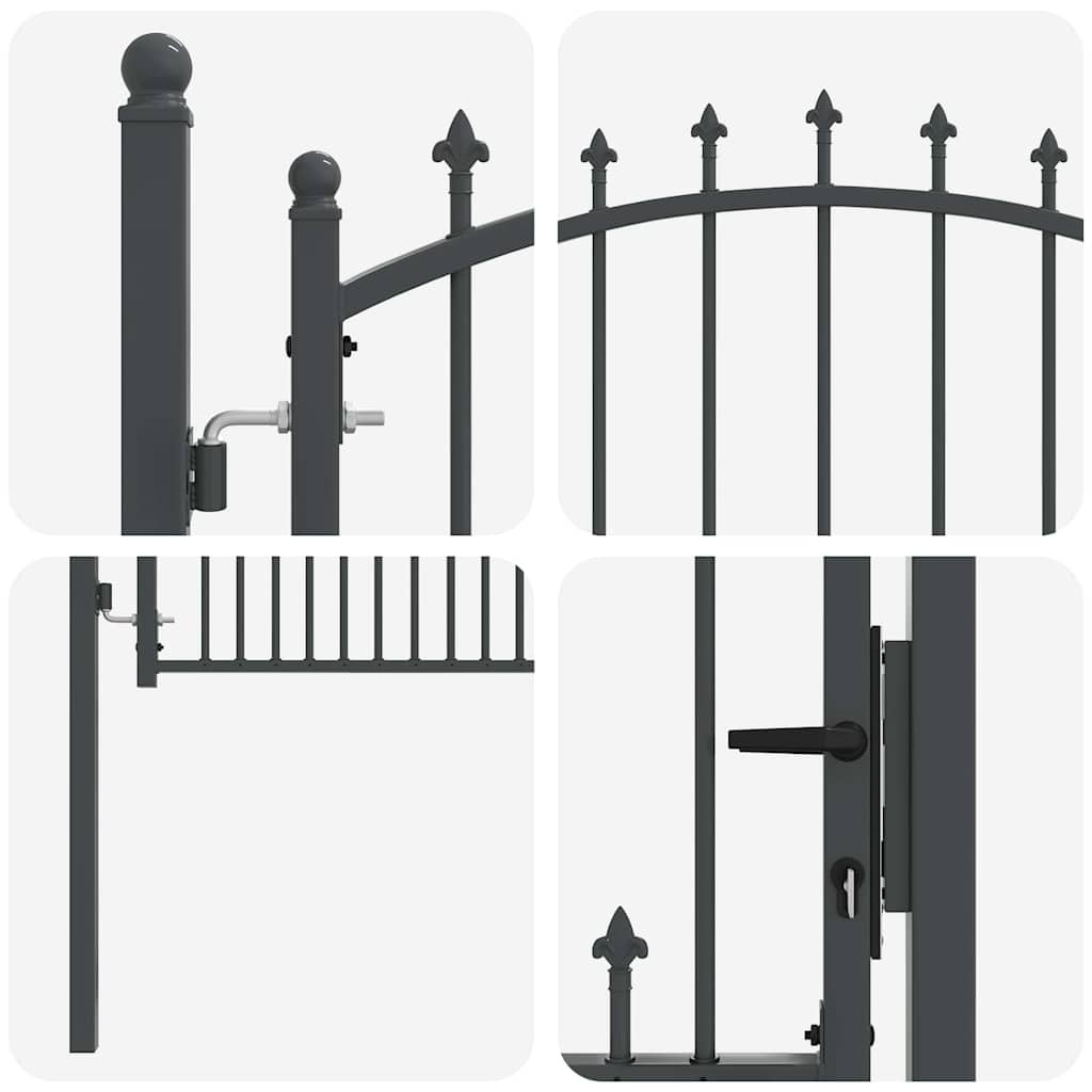 vidaXL Πύλη Φράχτη με Ακίδες με κλειδαριά Γκρι 150 x 100 cm