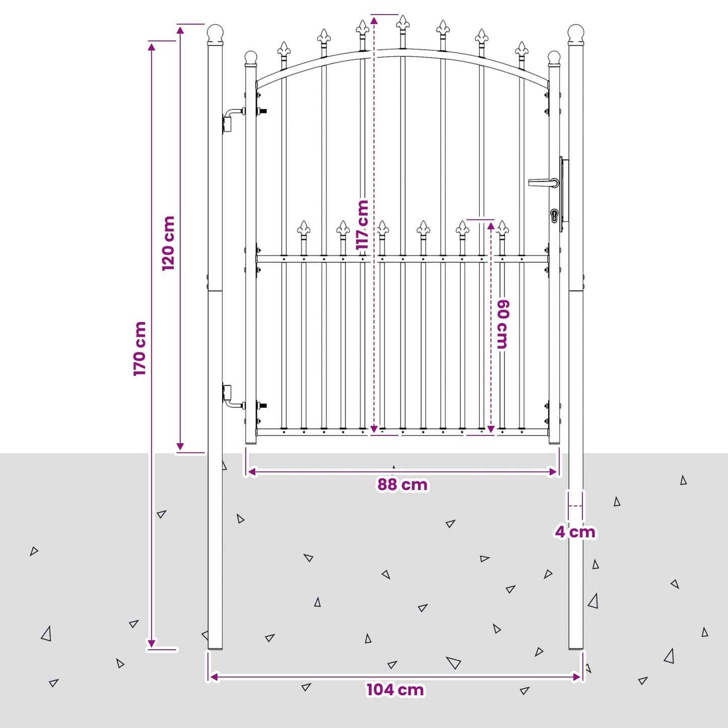 vidaXL Πύλη Φράχτη με Ακίδες EMMEN 104 x 117 cm Κλειδώσιμο