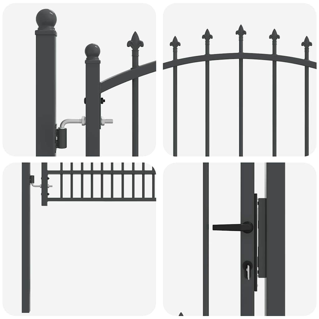 vidaXL Πύλη Φράχτη με Ακίδες με κλειδαριά Γκρι 200 x 100 cm