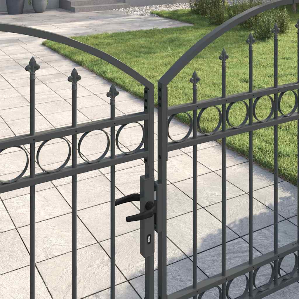 vidaXL Πύλη Φράχτη με κλειδαριά Γκρι 301 x 224.5 εκ. Ατσάλι