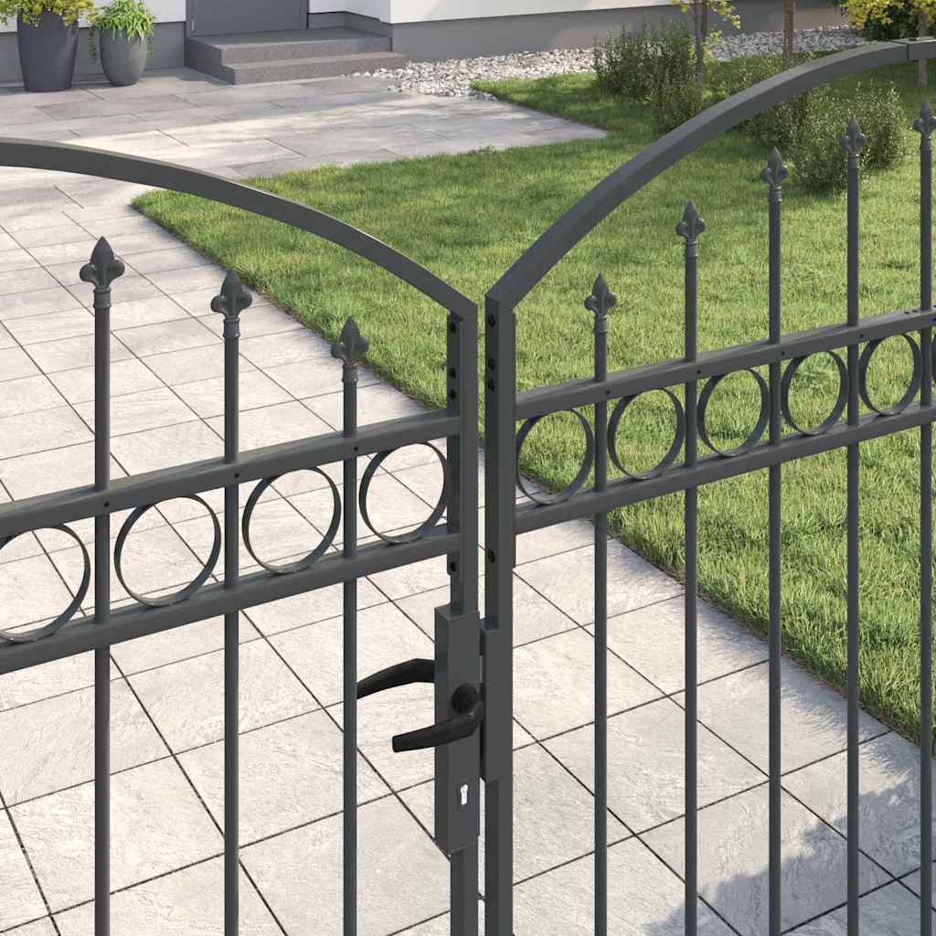 vidaXL Πύλη Φράχτη με κλειδαριά Γκρι 301 x 224.5 εκ. Ατσάλι