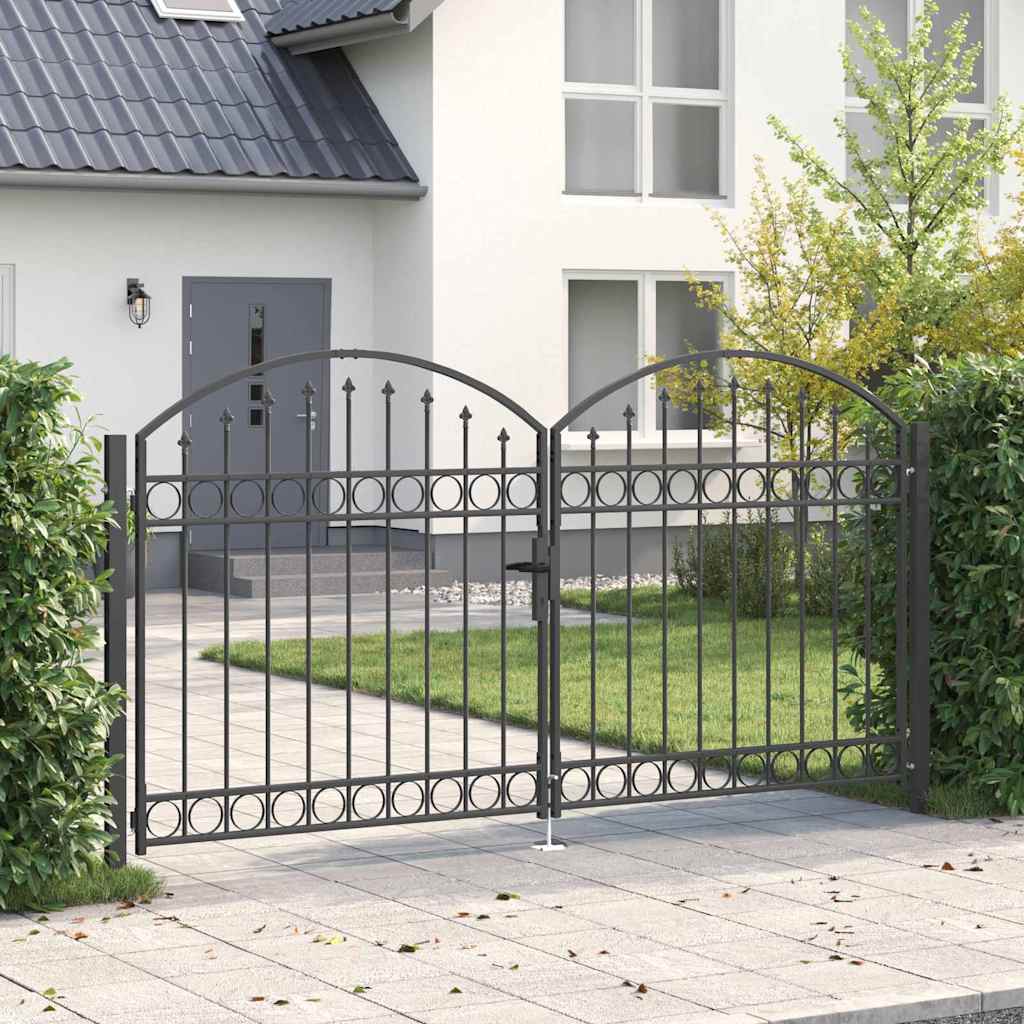 vidaXL Πύλη Φράχτη με κλειδαριά Γκρι 301 x 224.5 εκ. Ατσάλι