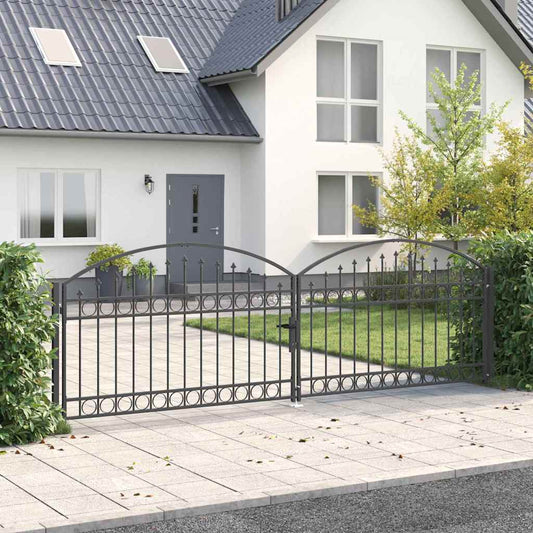 vidaXL Πύλη Φράχτη ASSEN 401 x 175,5 εκ. Ατσάλι Γκρι Κλειδώσιμο