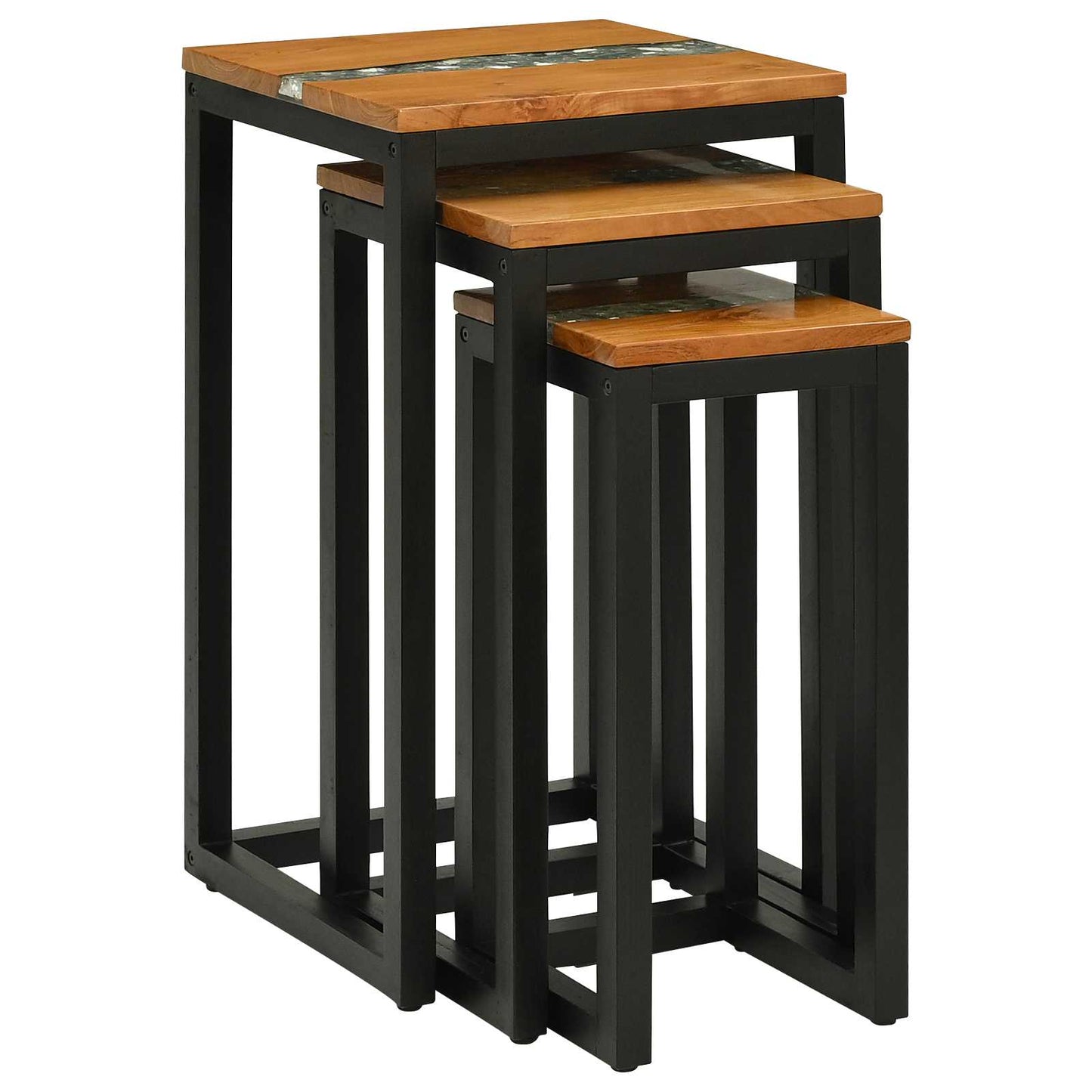 vidaXL Τραπέζι Σαλονιού με Στηρίγματα 3 pcs Καφέ Στερεό Ξύλο Τίκ