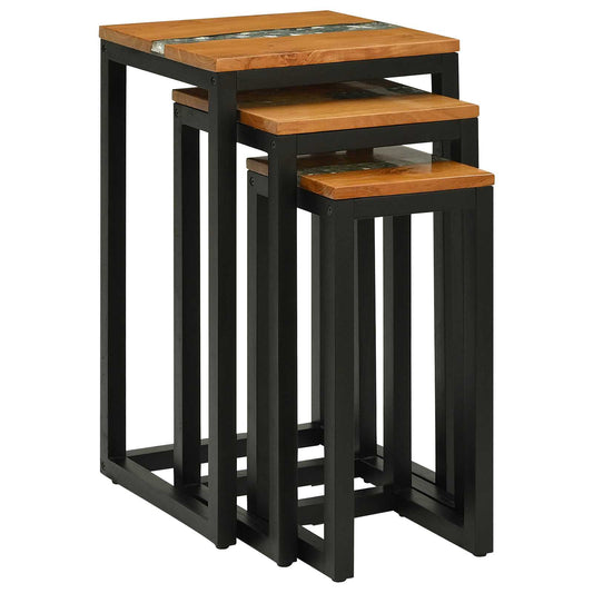 vidaXL Τραπέζι Σαλονιού με Στηρίγματα 3 pcs Καφέ Στερεό Ξύλο Τίκ