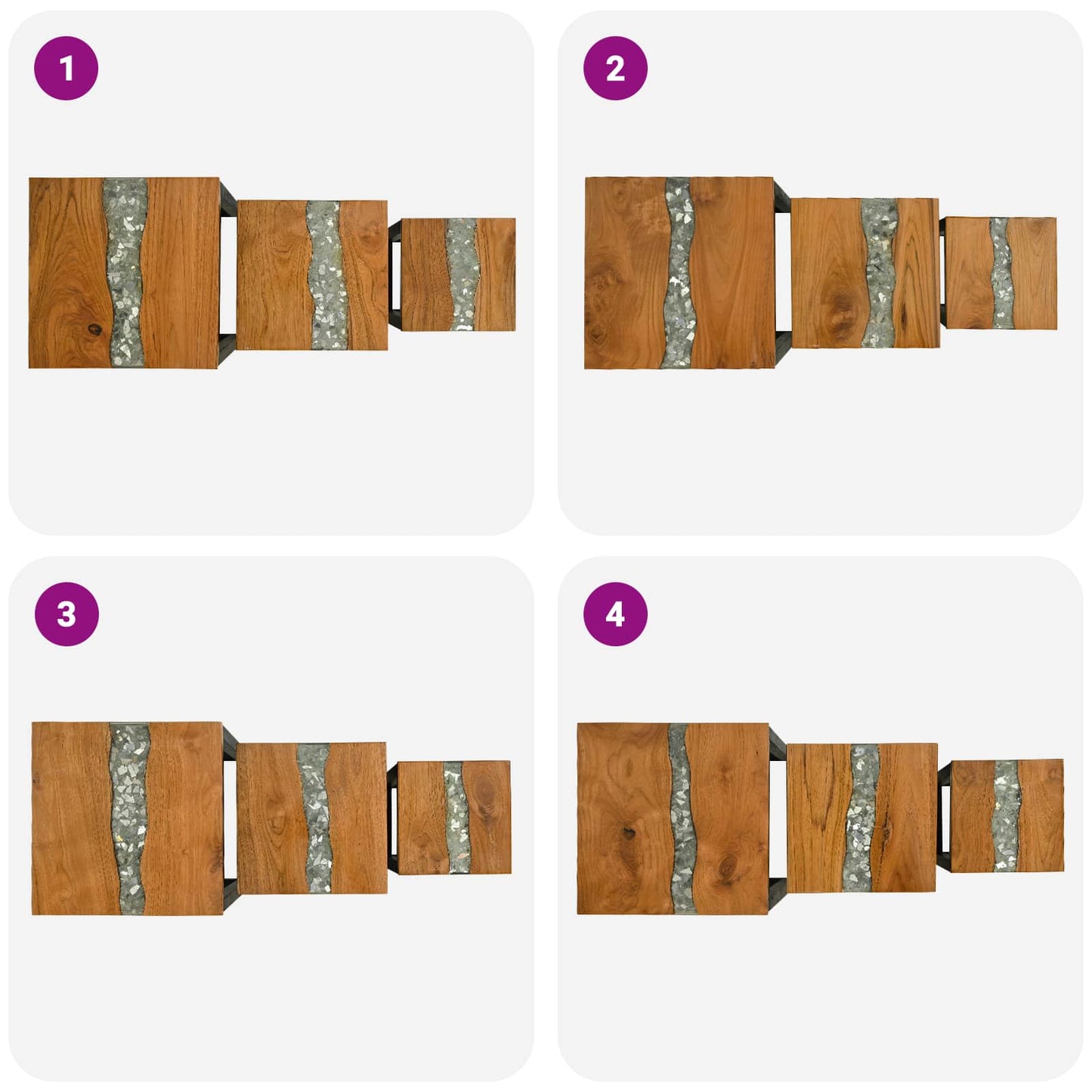 vidaXL Τραπέζι Σαλονιού με Στηρίγματα 3 pcs Καφέ Στερεό Ξύλο Τίκ