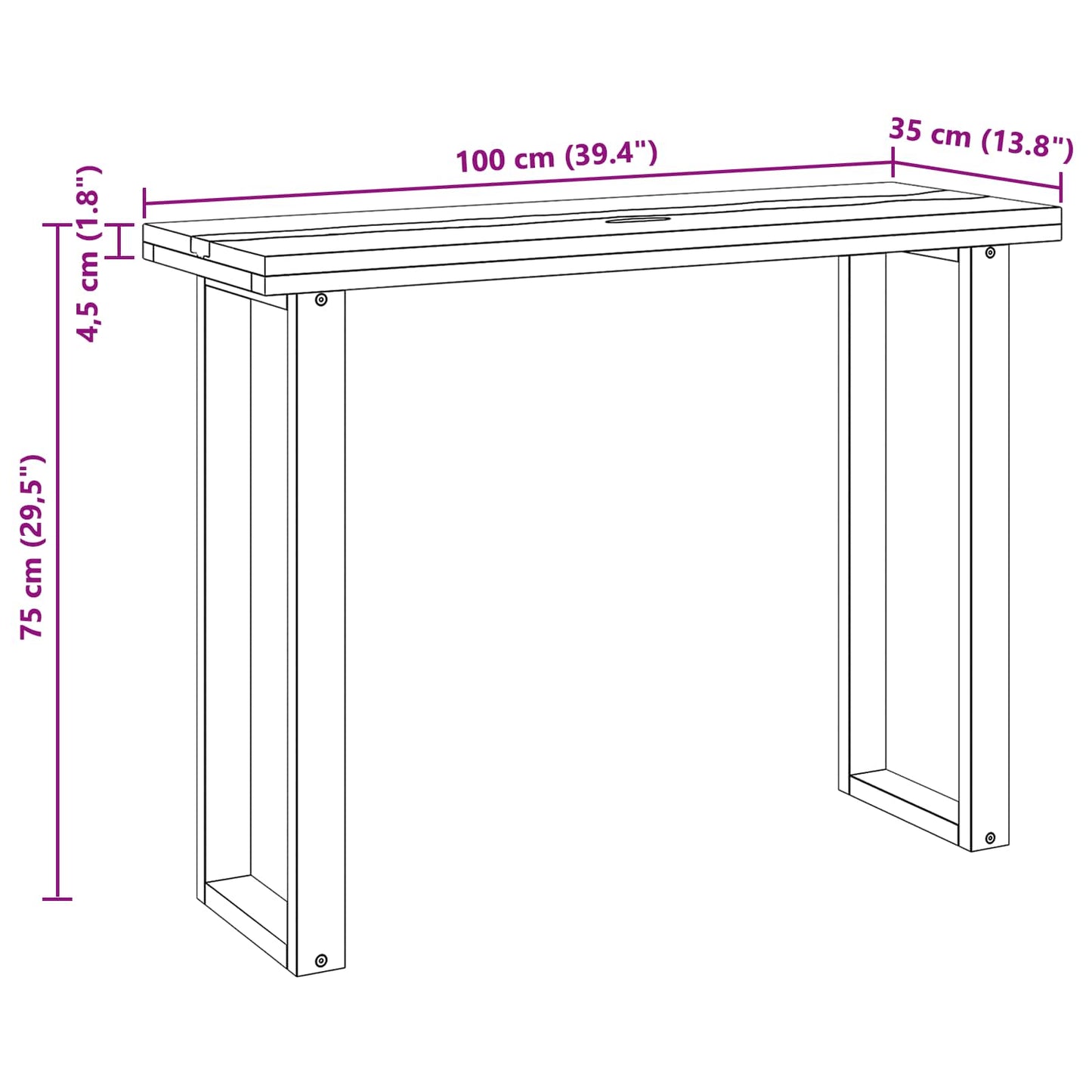 vidaXL Τραπέζι κονσόλας Καφέ 100 x 35 x 75 εκ. Στερεό Ξύλο Τίκ
