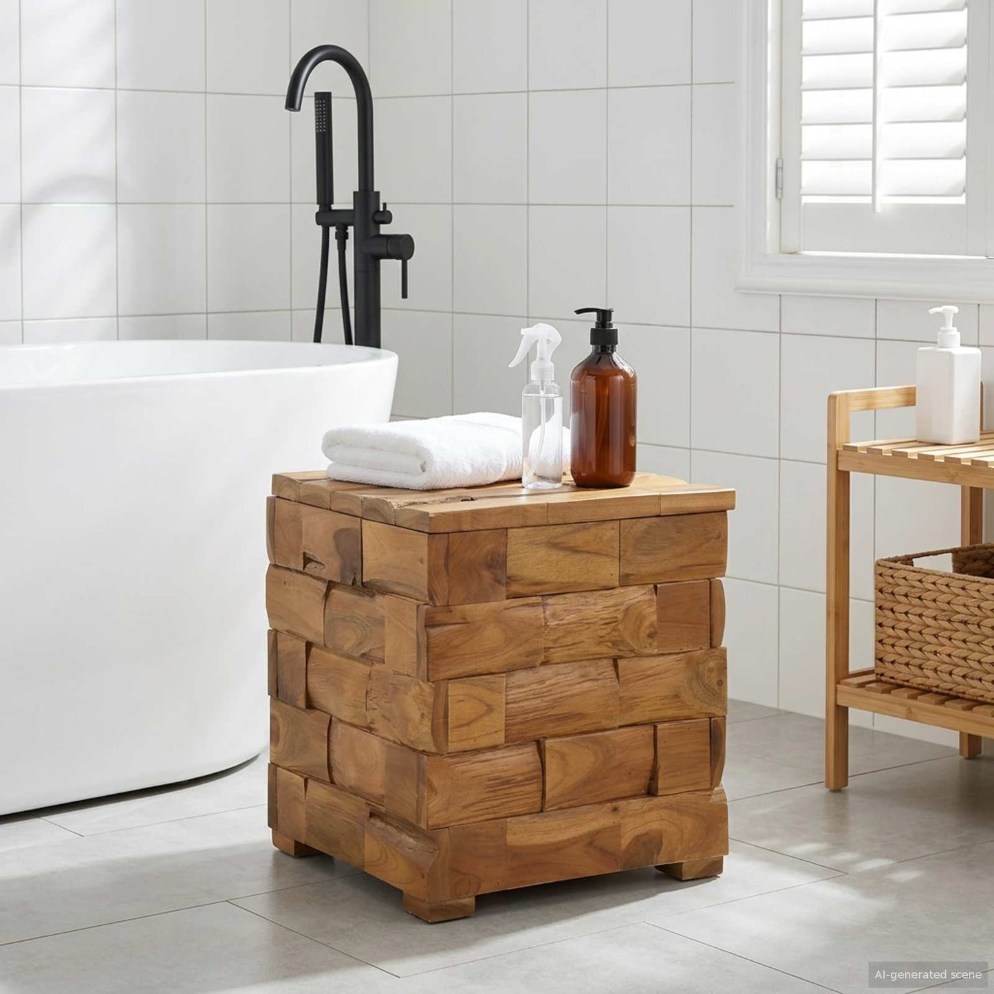 vidaXL Σκαμπό Αποθήκευσης Καφέ 40 x 40 x 45 cm Στερεό Ξύλο Τίκ