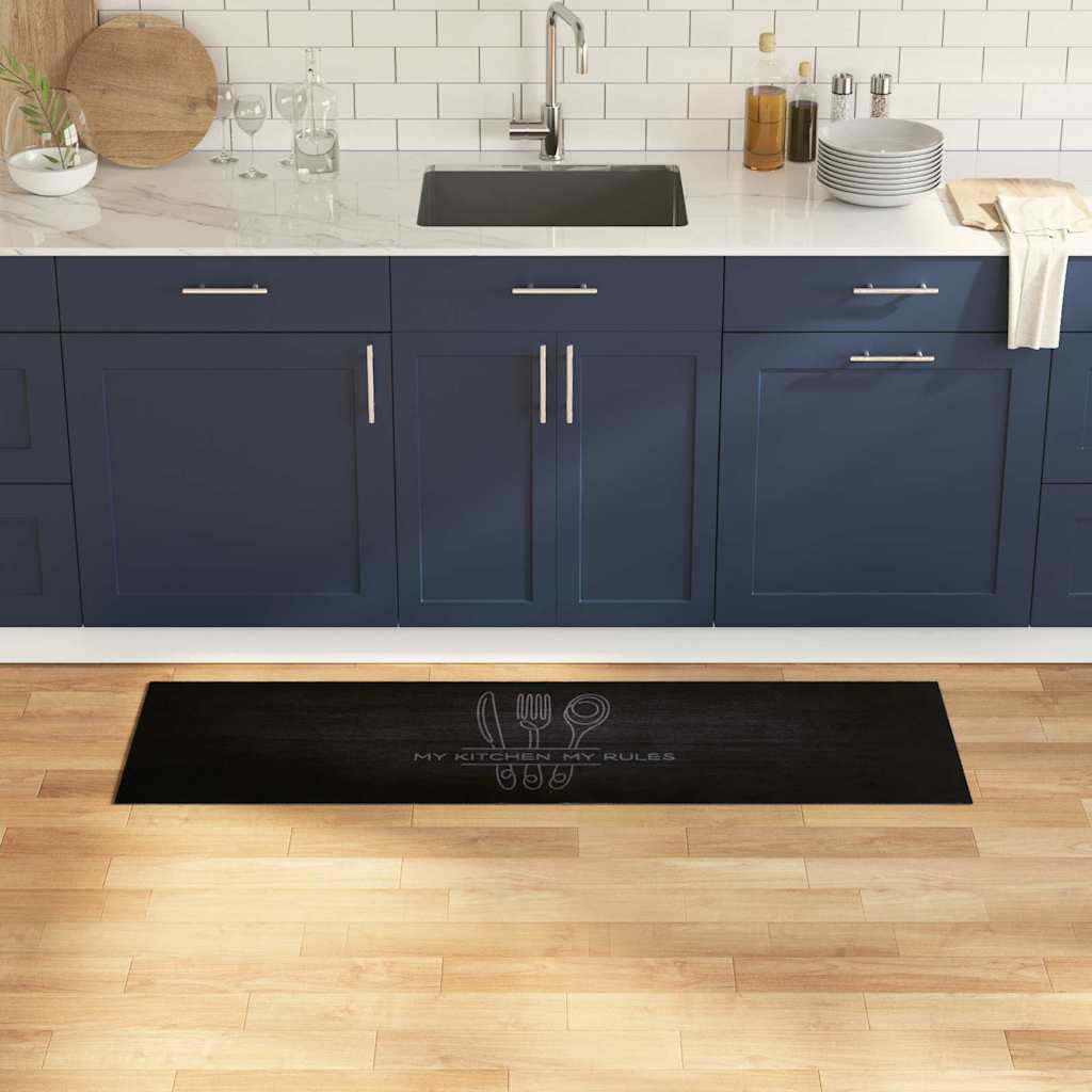 vidaXL Χαλί Κουζίνας Μαύρο 150 x 45 εκ Βελούδο