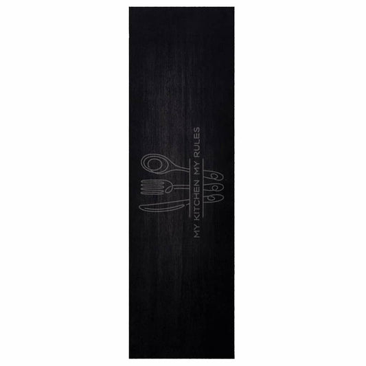 vidaXL Χαλί Κουζίνας Κουτάλια Μαύρο 150 x 45 εκ Βελούδο