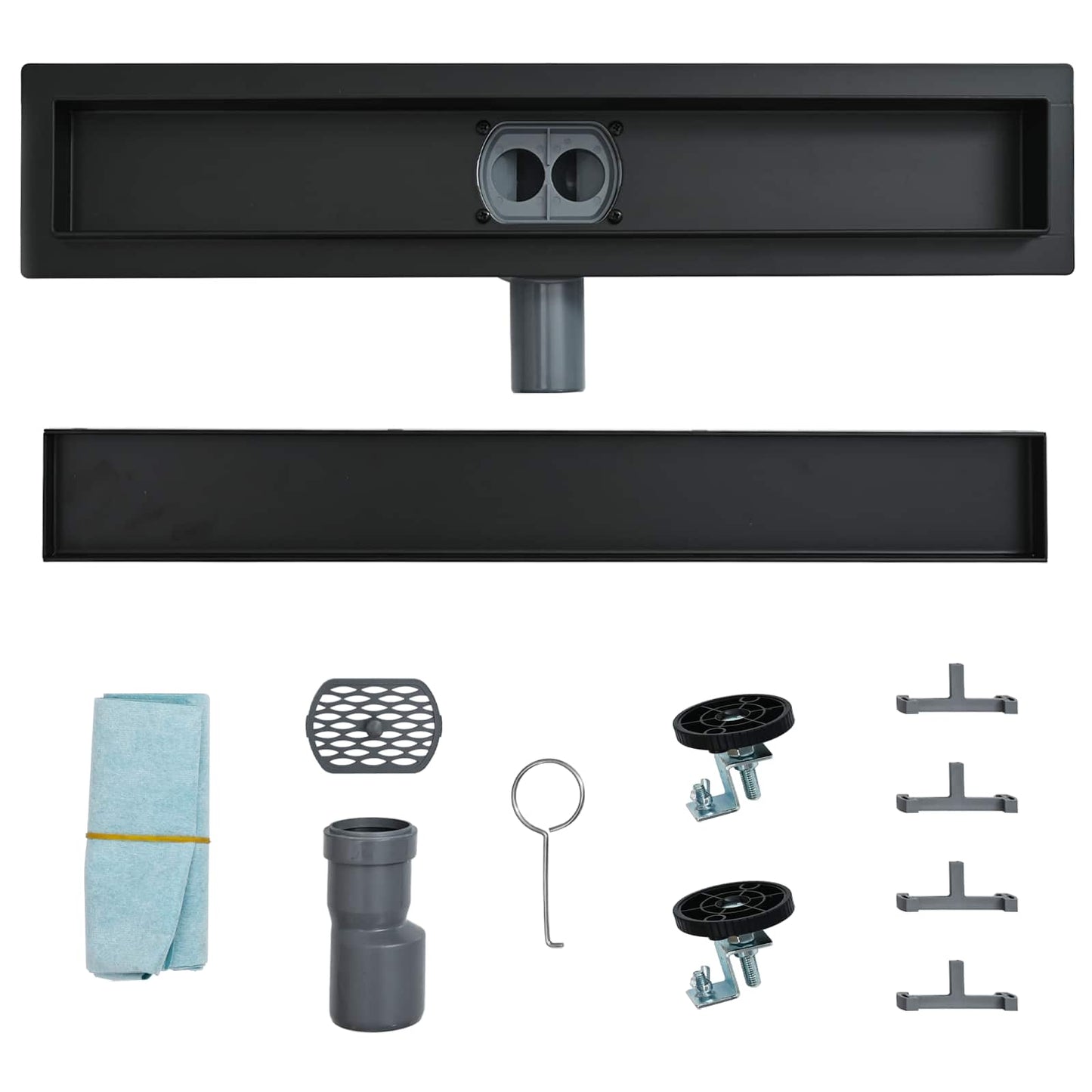 vidaXL Σιφόνι ντους 2-σε-1 με 360° σιφόνι Μαύρο 80 cm