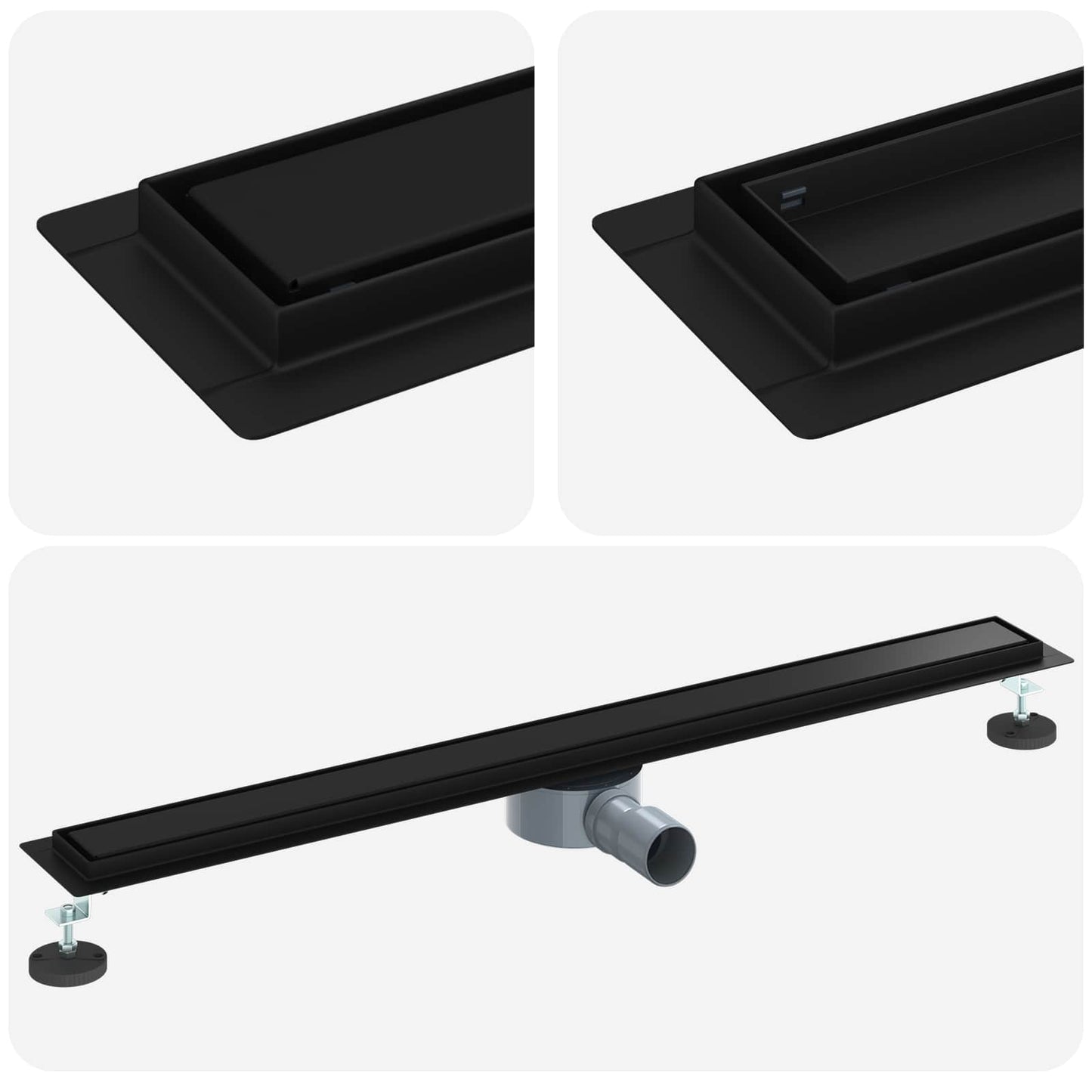 vidaXL Σιφόνι ντους 2-σε-1 με 360° σιφόνι Μαύρο 90 cm