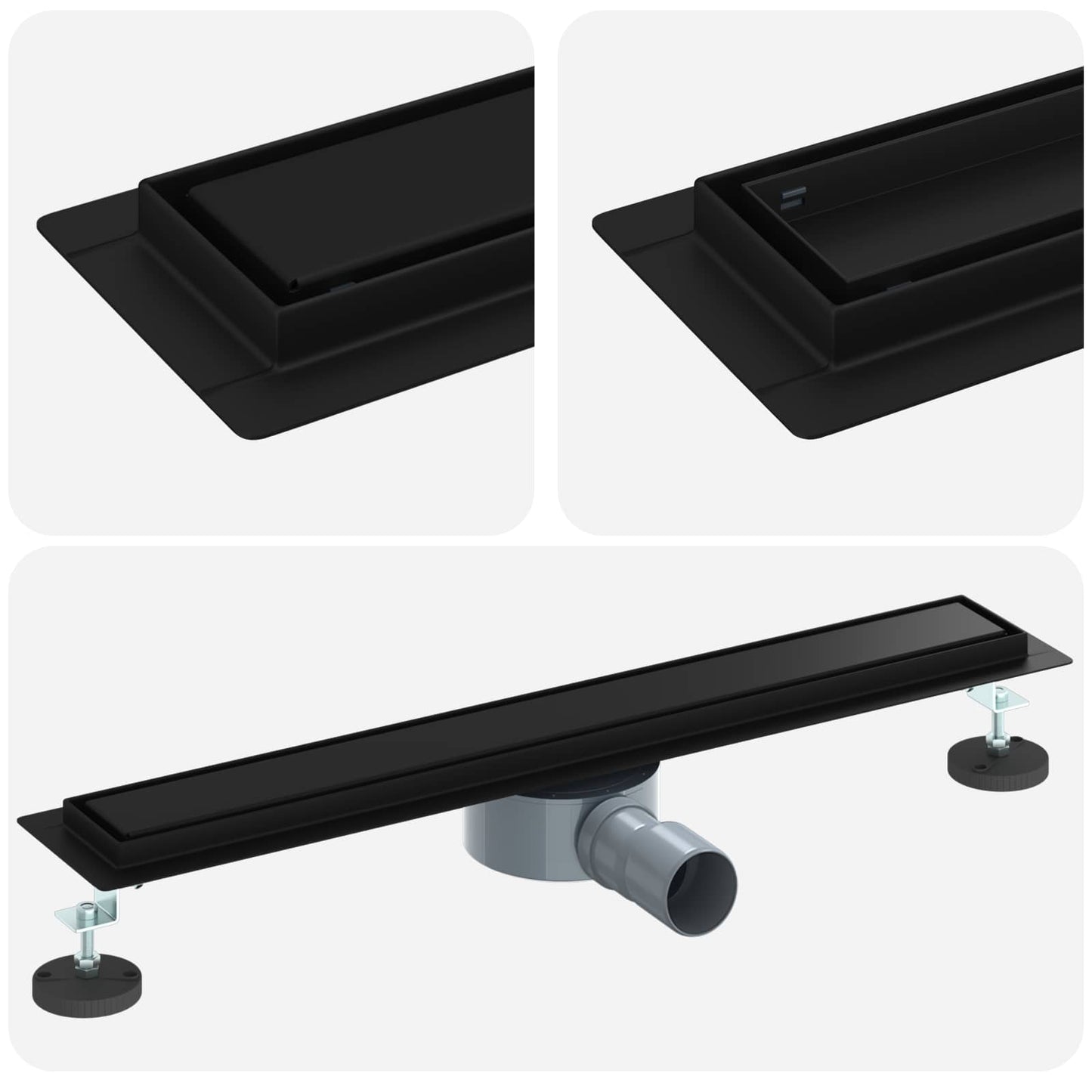 vidaXL Σιφόνι ντους 2-σε-1 με 360° σιφόνι Μαύρο 60 cm