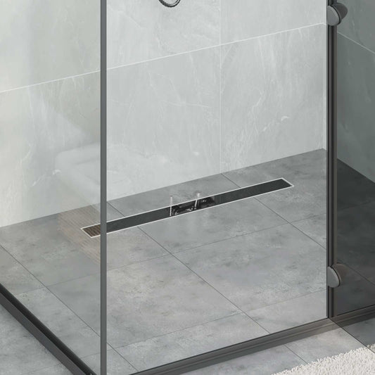 vidaXL Εκροή ντους με γυάλινη επικάλυψη Μαύρο 80 cm