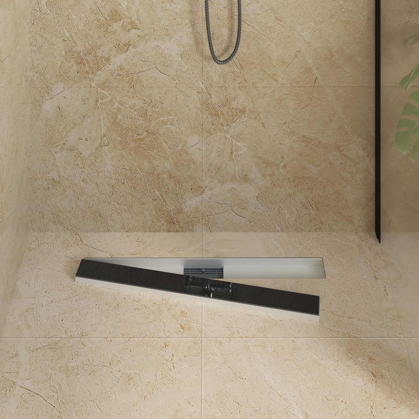 vidaXL Εκροή ντους με γυάλινη επικάλυψη Μαύρο 80 cm