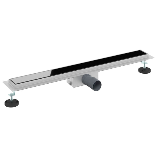vidaXL Εκροή ντους με γυάλινη επικάλυψη Μαύρο 70 cm