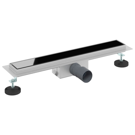 vidaXL Εκροή ντους με γυάλινη επικάλυψη Μαύρο 50 cm