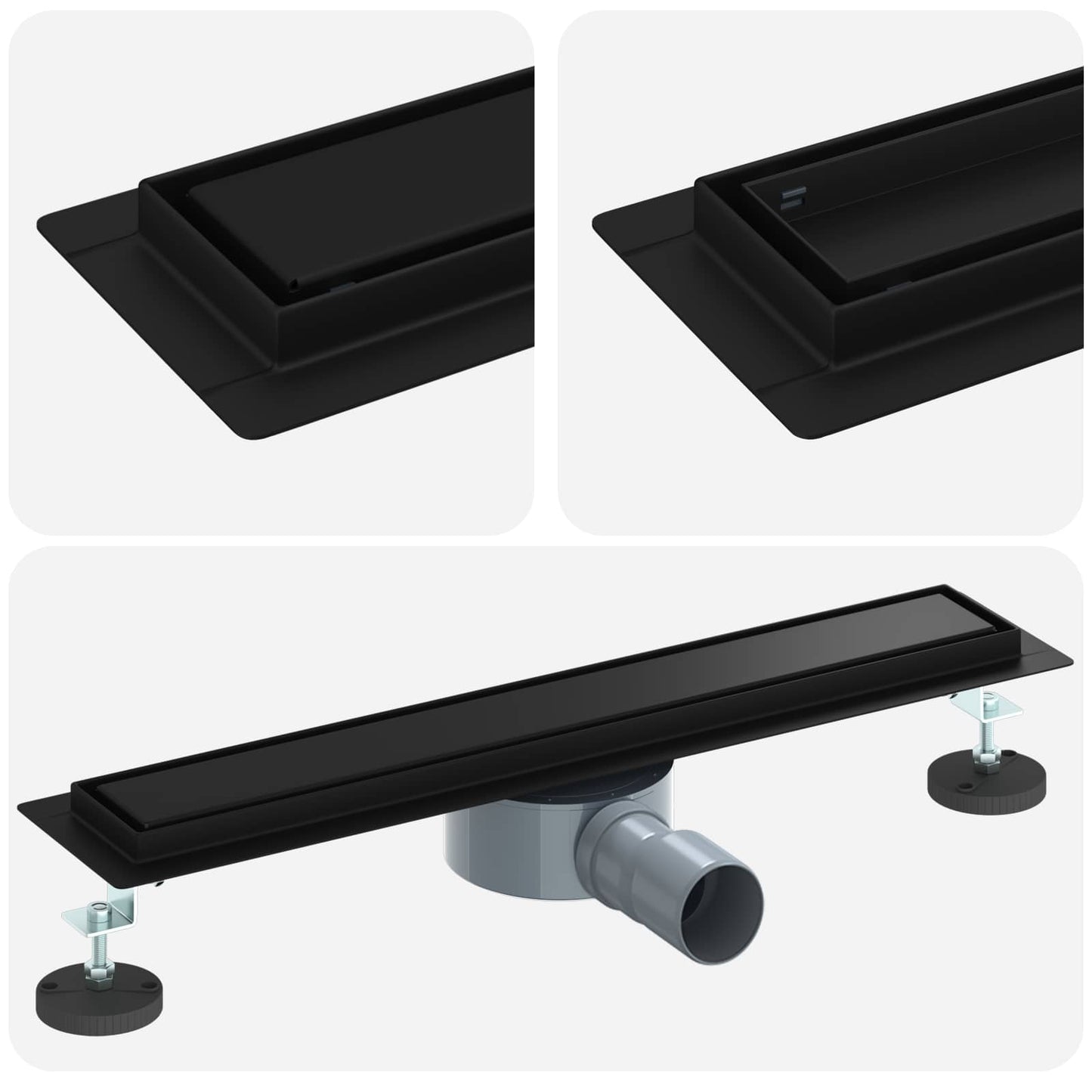 vidaXL Σιφόνι ντους 2-σε-1 με 360° σιφόνι Μαύρο 50 cm