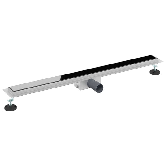 vidaXL Εκροή ντους με γυάλινη επικάλυψη Μαύρο 90 cm