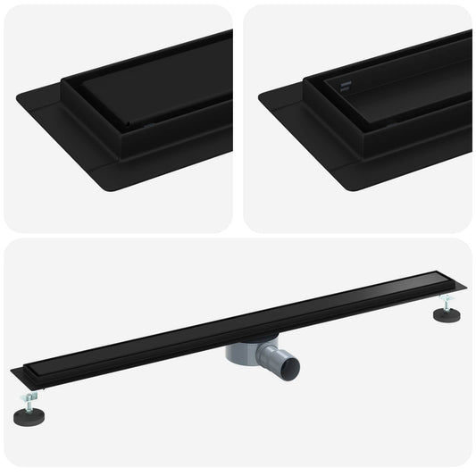 vidaXL Σιφόνι ντους 2-σε-1 με 360° σιφόνι Μαύρο 100 cm