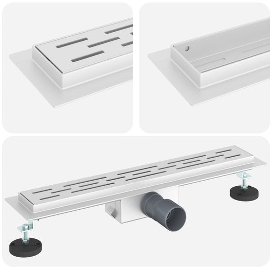 vidaXL Εκροή ντους με σχέδιο γραμμής Ασημί 60 cm Ανοξείδωτο Ατσάλι 304