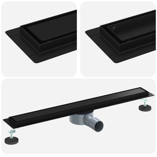 vidaXL Σιφόνι ντους 2-σε-1 με 360° σιφόνι Μαύρο 70 cm