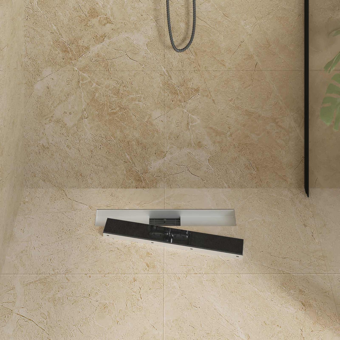 vidaXL Εκροή ντους με γυάλινη επικάλυψη Μαύρο 60 cm
