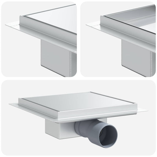 vidaXL 2 σε 1 εκροή ντους Ασημί 20 x 20 cm Ανοξείδωτο Ατσάλι 304