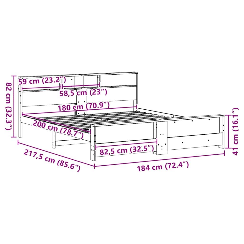 vidaXL Σκελετός Κρεβατιού Κερωτό καφέ 180 x 200 cm Επεξεργασμένο ξύλο