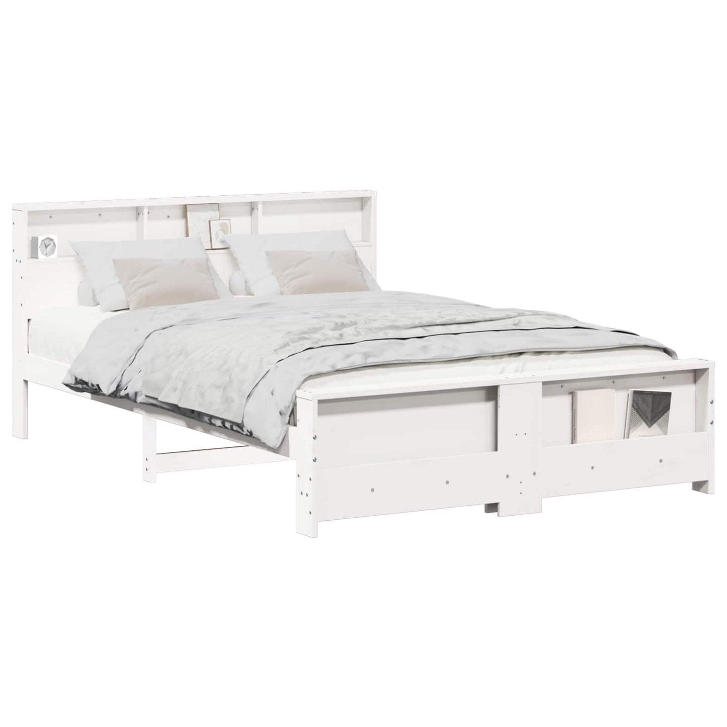 vidaXL Σκελετός Κρεβατιού Λευκό 150 x 200 cm Επεξεργασμένο ξύλο