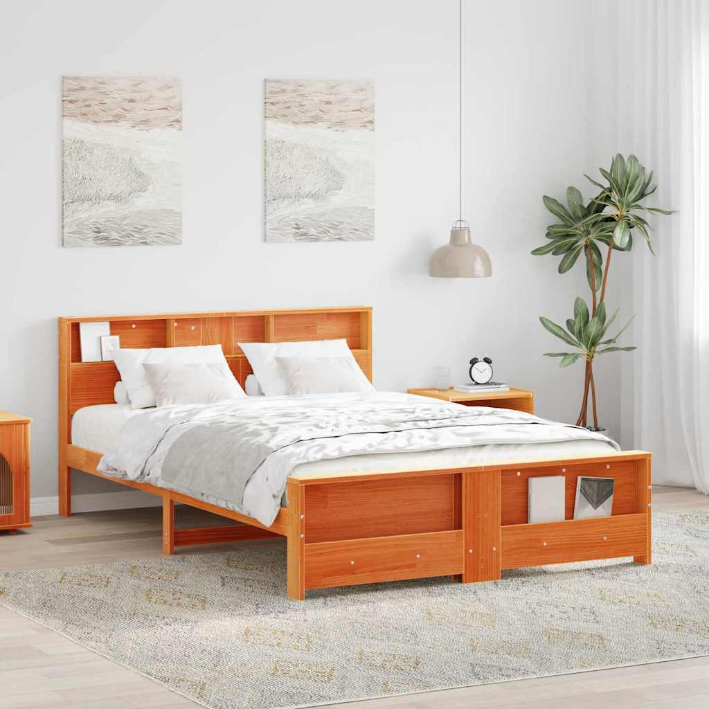 vidaXL Σκελετός Κρεβατιού Κερωτό καφέ 140 x 200 cm Επεξεργασμένο ξύλο