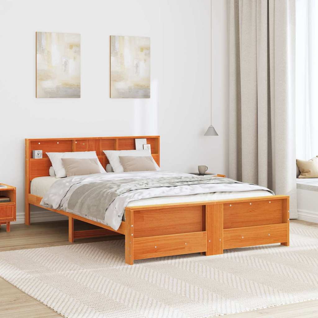 vidaXL Σκελετός Κρεβατιού Κερωτό καφέ 140 x 200 cm Επεξεργασμένο ξύλο
