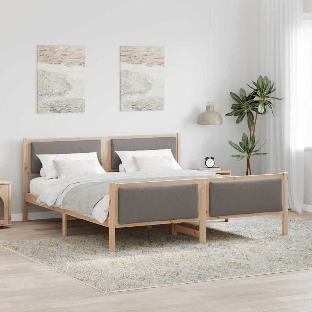 vidaXL Σκελετός Κρεβατιού με κεφαλάρι Taupe 200 x 200 cm ύφασμα