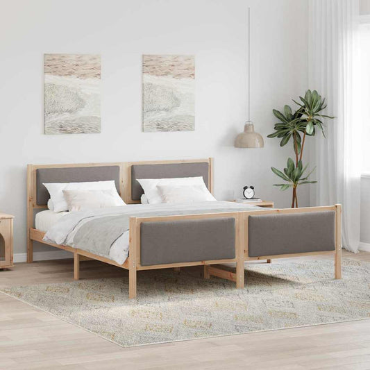 vidaXL Σκελετός Κρεβατιού με κεφαλάρι Taupe 200 x 200 cm ύφασμα