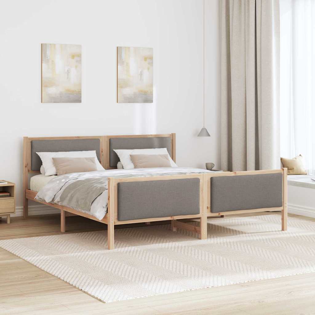 vidaXL Σκελετός Κρεβατιού με κεφαλάρι Taupe 200 x 200 cm ύφασμα