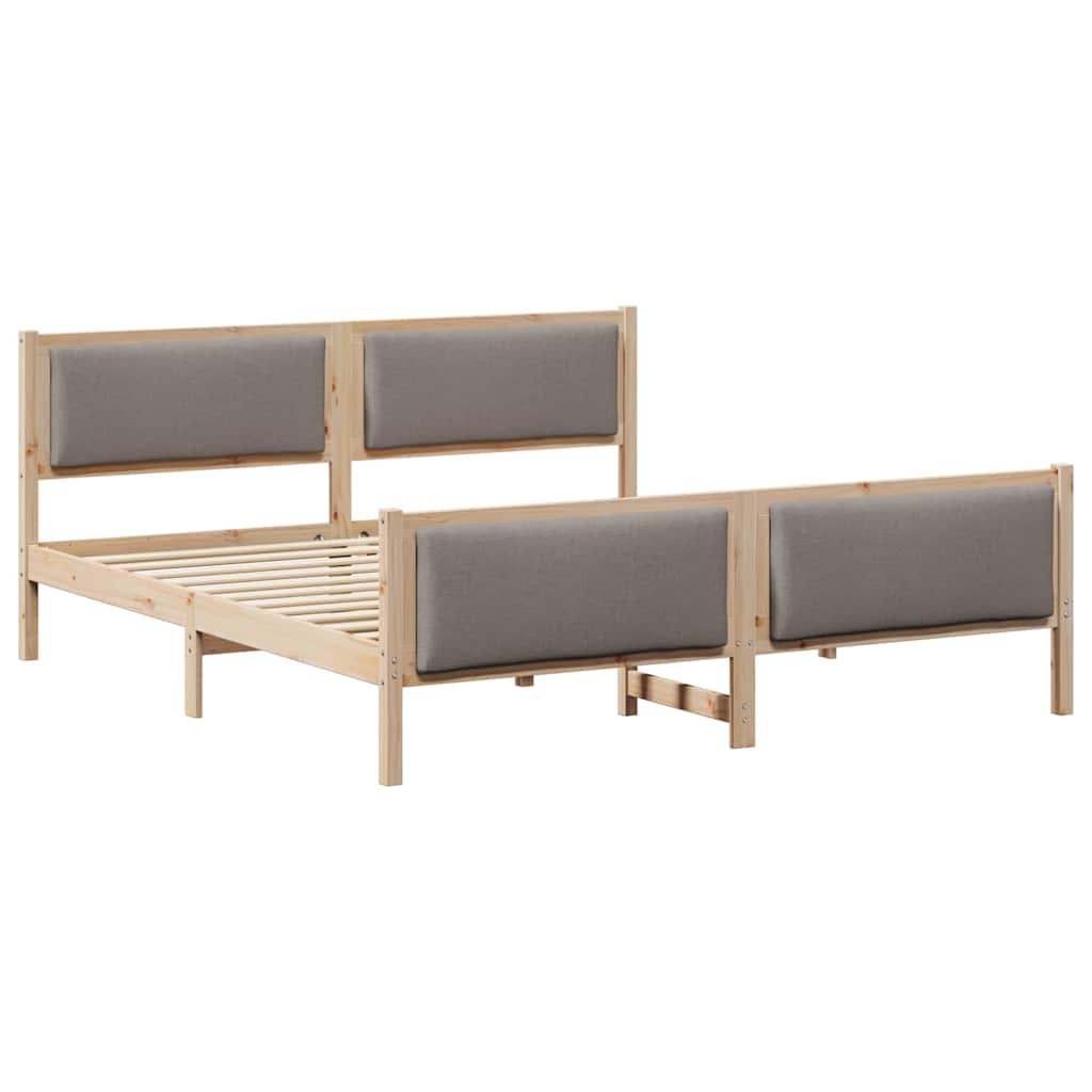 vidaXL Σκελετός Κρεβατιού με κεφαλάρι Taupe 200 x 200 cm ύφασμα