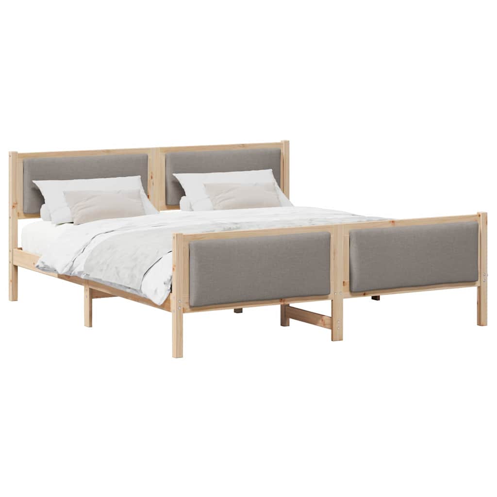 vidaXL Σκελετός Κρεβατιού με κεφαλάρι Taupe 200 x 200 cm ύφασμα