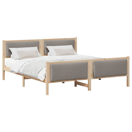 vidaXL Σκελετός Κρεβατιού με κεφαλάρι Taupe 200 x 200 cm ύφασμα