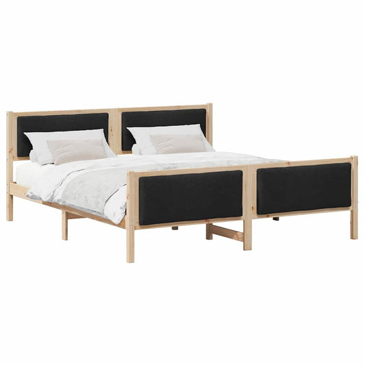 vidaXL Σκελετός Κρεβατιού με κεφαλάρι Μαύρο 180 x 200 cm ύφασμα