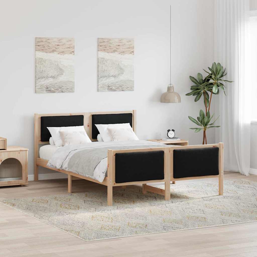 vidaXL Σκελετός Κρεβατιού με κεφαλάρι Μαύρο 140 x 200 cm ύφασμα