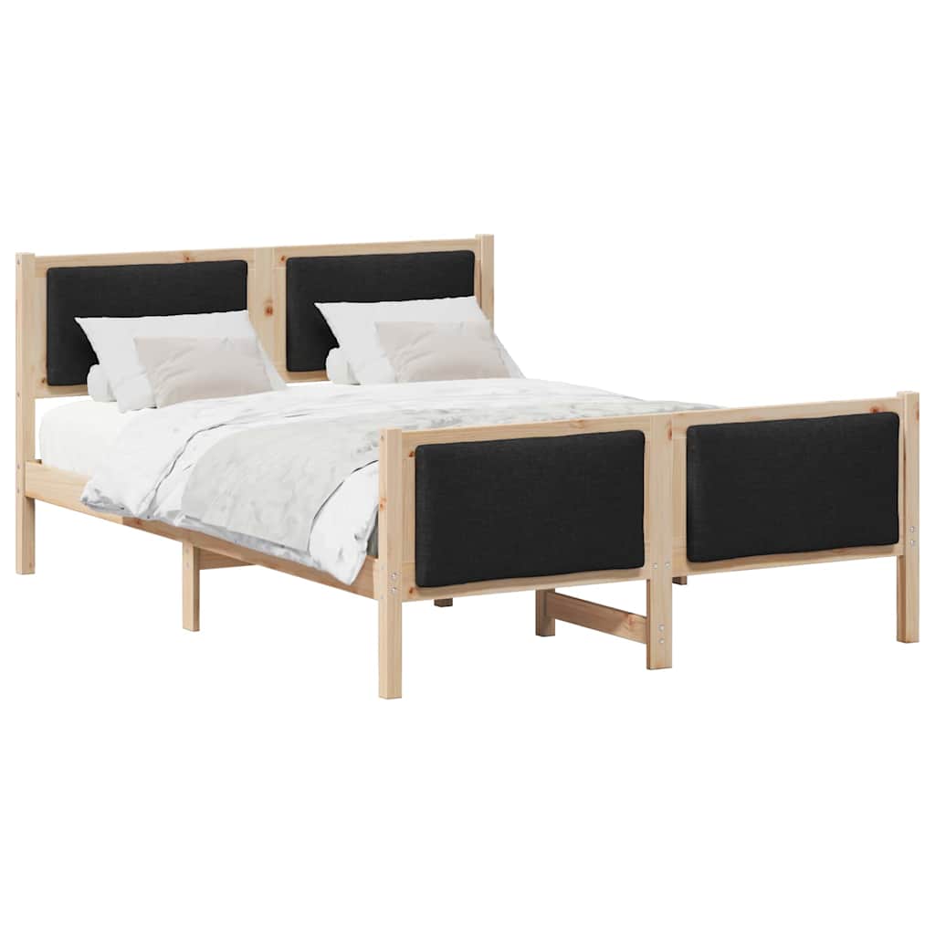 vidaXL Σκελετός Κρεβατιού με κεφαλάρι Μαύρο 140 x 200 cm ύφασμα