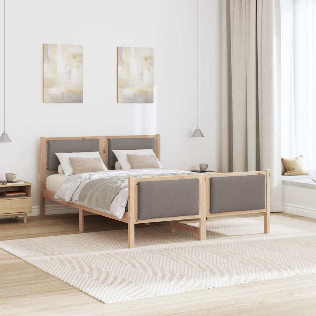 vidaXL Σκελετός Κρεβατιού με κεφαλάρι Taupe 140 x 200 cm ύφασμα