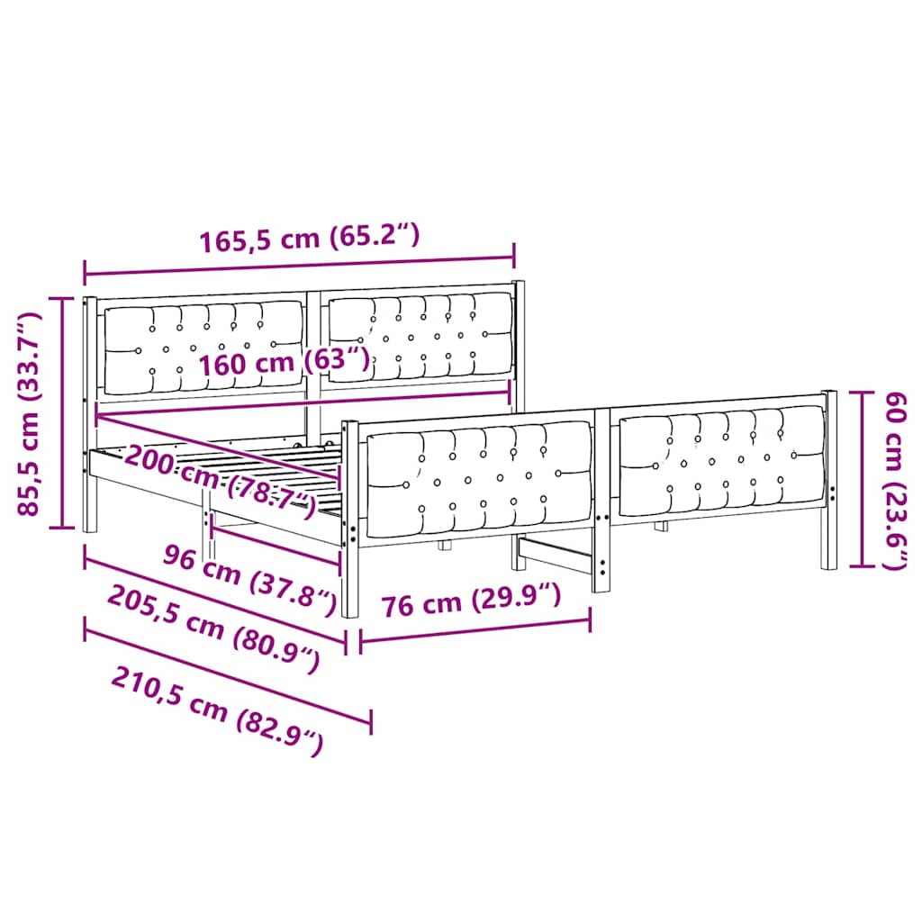 vidaXL Σκελετός Κρεβατιού Μαύρο 160 x 200 cm Στερεά ξυλεία πεύκου