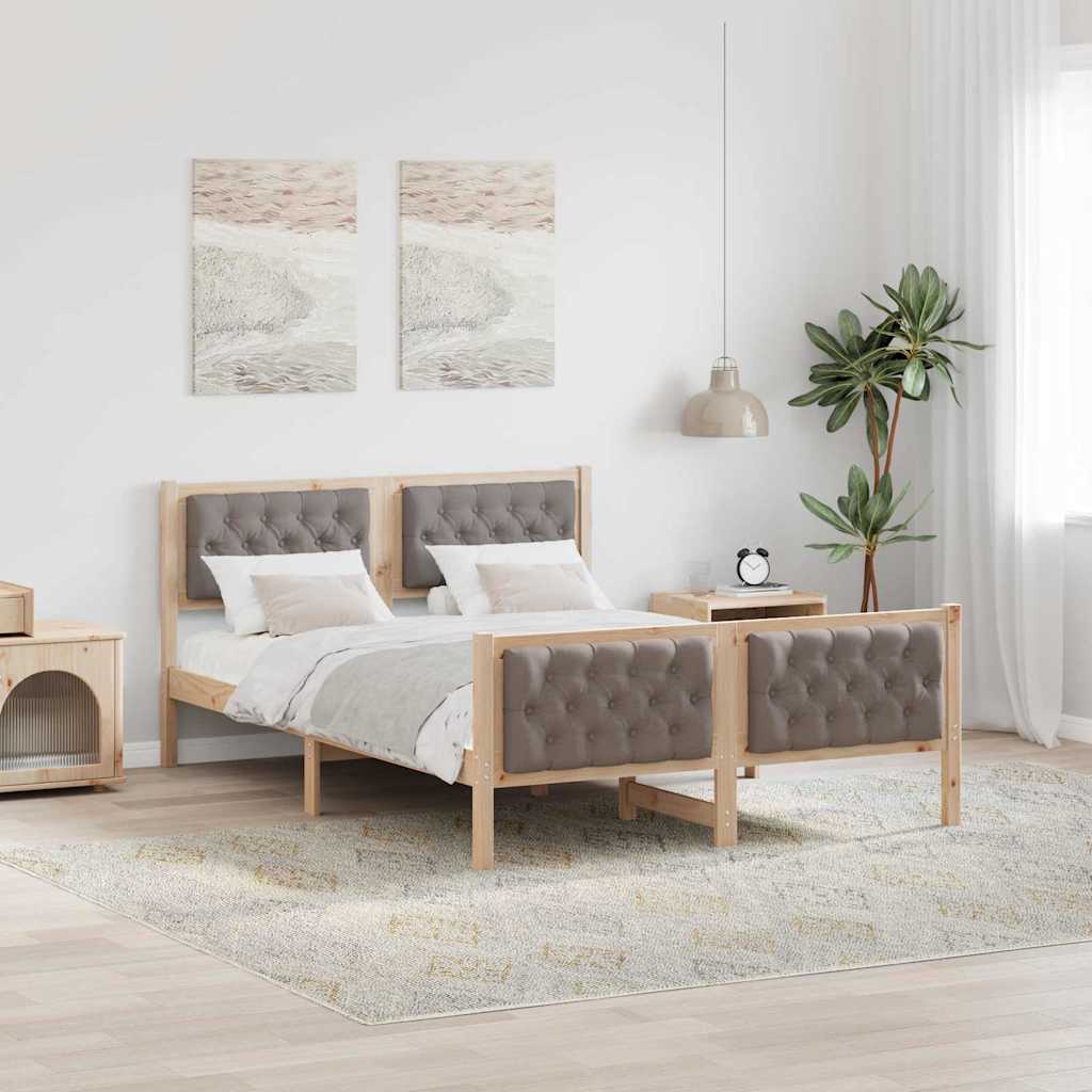 vidaXL Σκελετός Κρεβατιού Taupe 140 x 200 cm Στερεά ξυλεία πεύκου